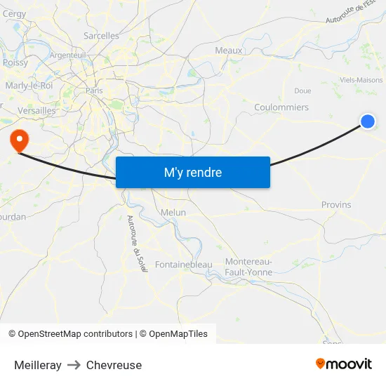 Meilleray to Chevreuse map