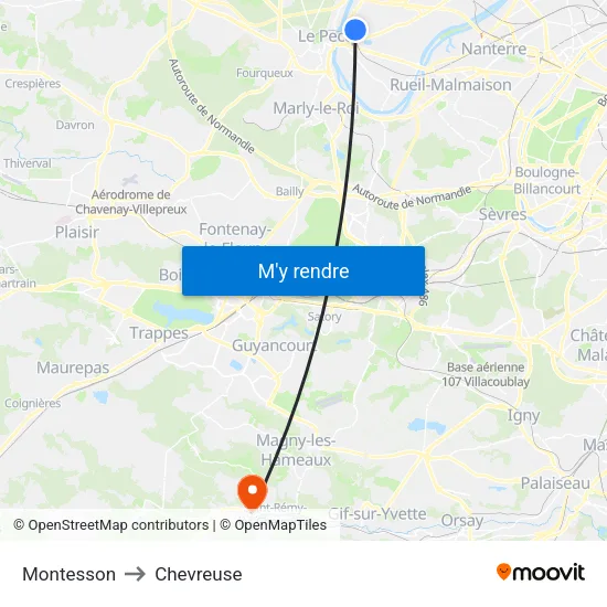 Montesson to Chevreuse map