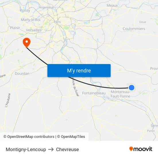 Montigny-Lencoup to Chevreuse map