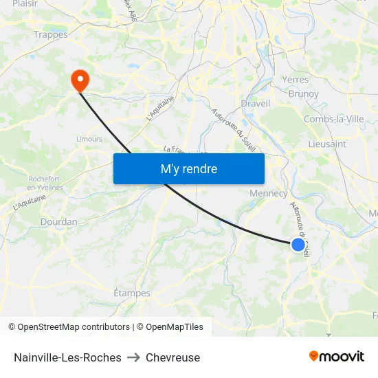 Nainville-Les-Roches to Chevreuse map