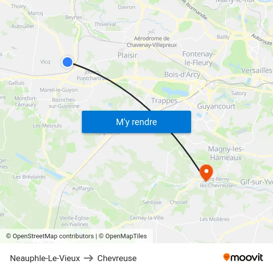 Neauphle-Le-Vieux to Chevreuse map