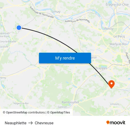 Neauphlette to Chevreuse map