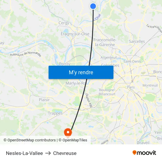 Nesles-La-Vallee to Chevreuse map
