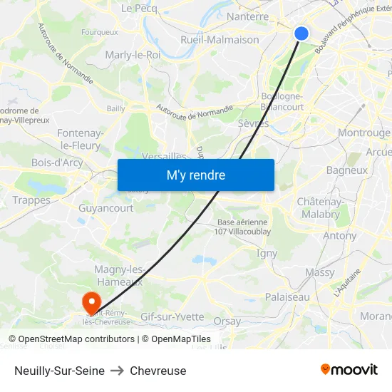 Neuilly-Sur-Seine to Chevreuse map