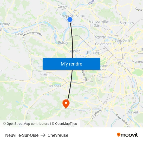 Neuville-Sur-Oise to Chevreuse map
