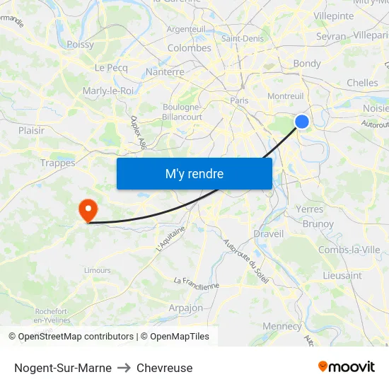 Nogent-Sur-Marne to Chevreuse map