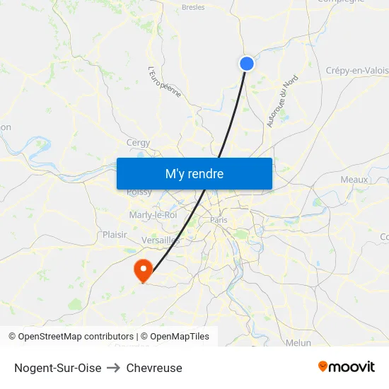 Nogent-Sur-Oise to Chevreuse map