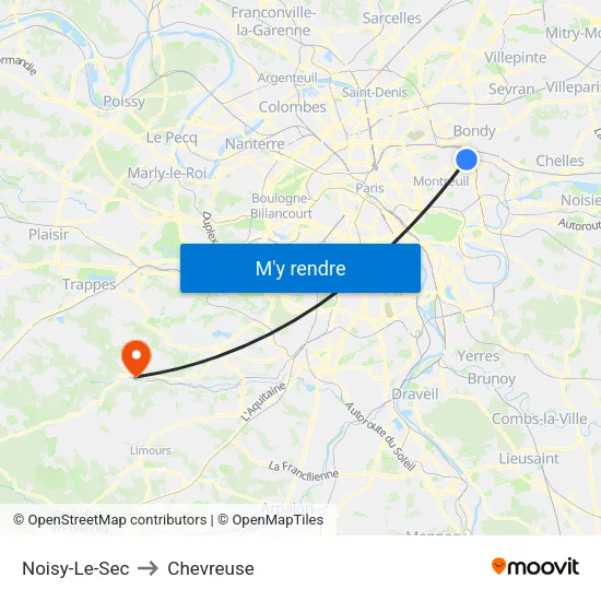 Noisy-Le-Sec to Chevreuse map
