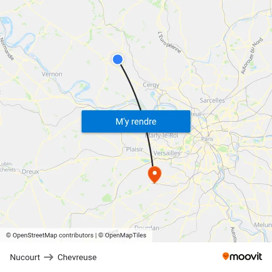 Nucourt to Chevreuse map