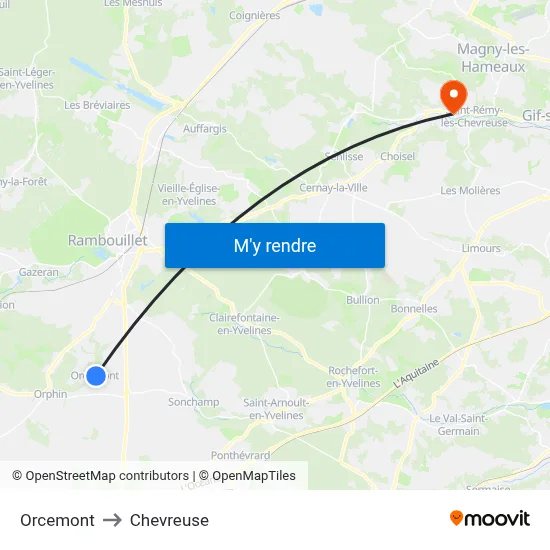 Orcemont to Chevreuse map