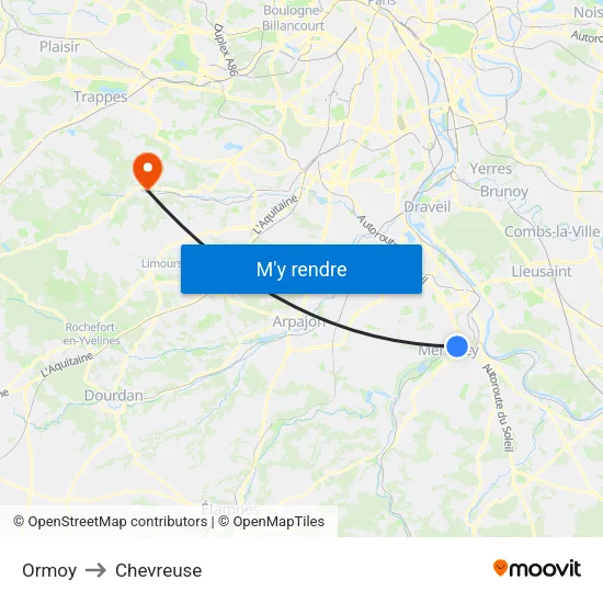 Ormoy to Chevreuse map