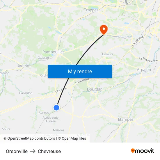 Orsonville to Chevreuse map