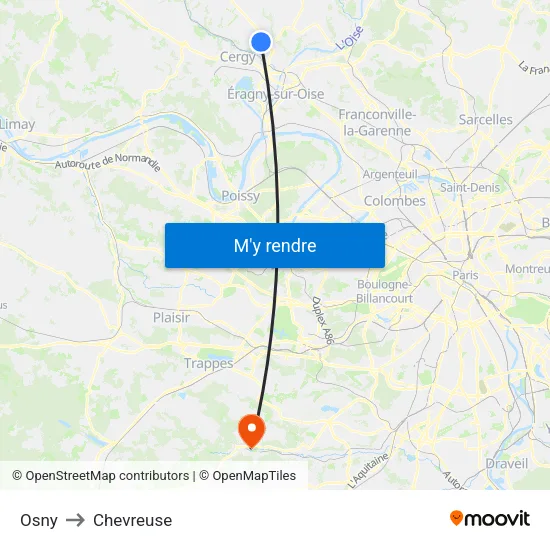 Osny to Chevreuse map
