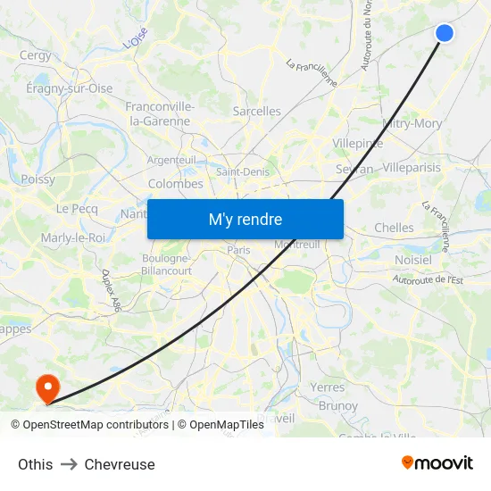 Othis to Chevreuse map