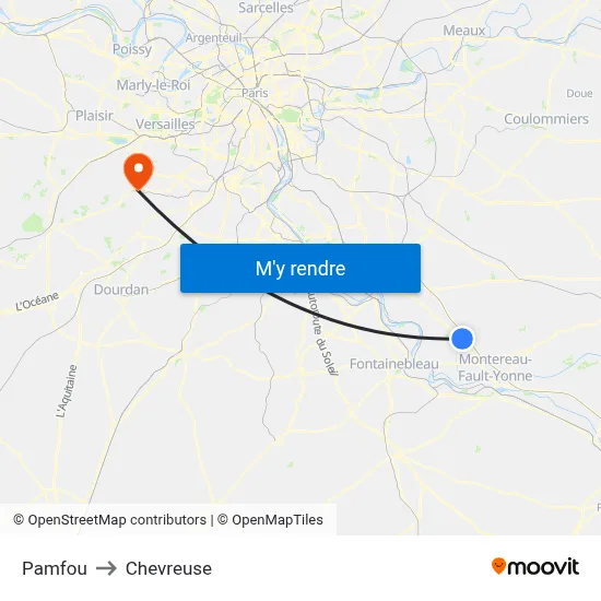 Pamfou to Chevreuse map