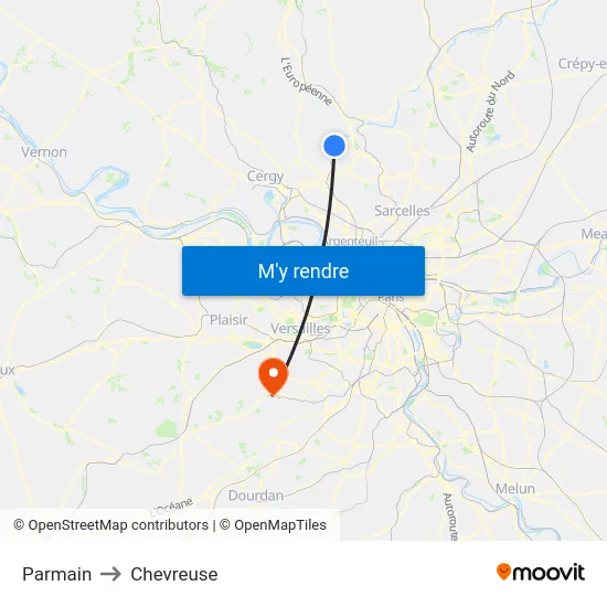 Parmain to Chevreuse map