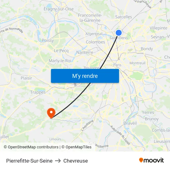 Pierrefitte-Sur-Seine to Chevreuse map