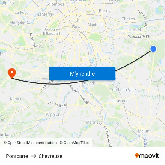 Pontcarre to Chevreuse map