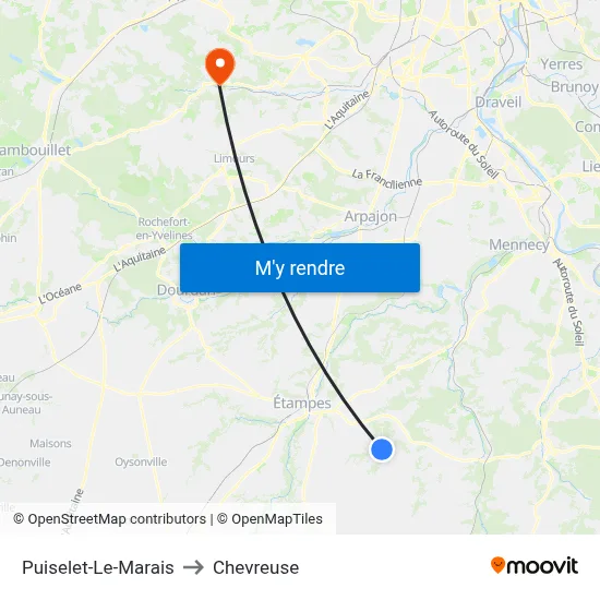 Puiselet-Le-Marais to Chevreuse map