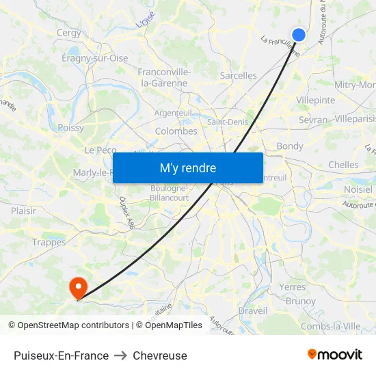 Puiseux-En-France to Chevreuse map