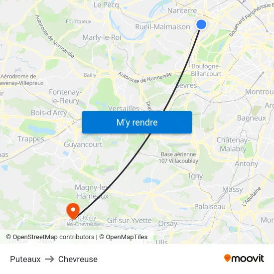 Puteaux to Chevreuse map