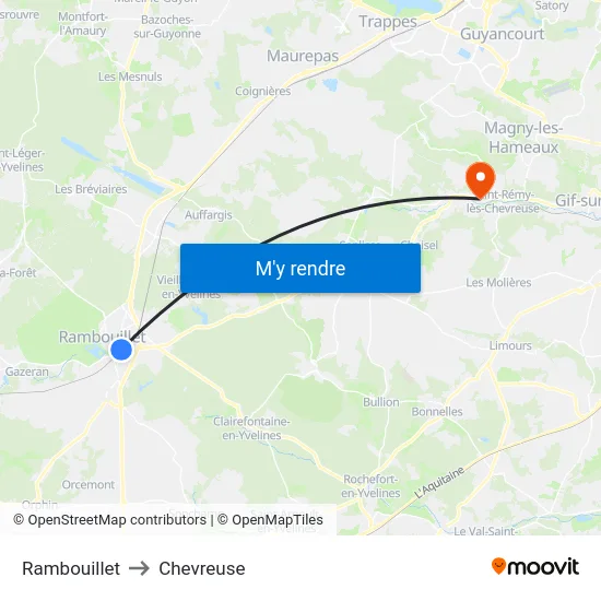 Rambouillet to Chevreuse map