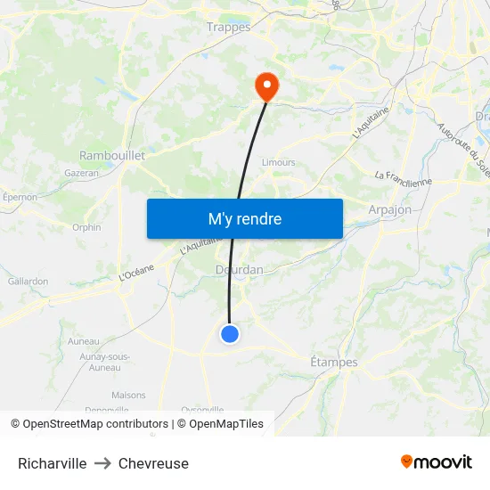 Richarville to Chevreuse map