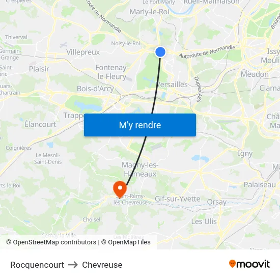 Rocquencourt to Chevreuse map