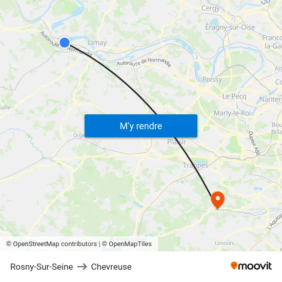 Rosny-Sur-Seine to Chevreuse map
