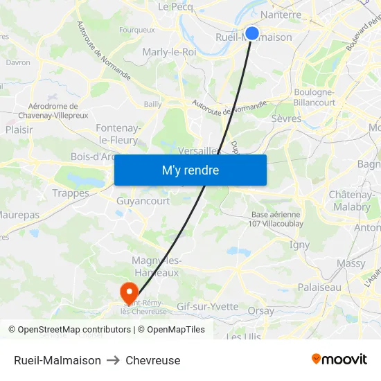 Rueil-Malmaison to Chevreuse map