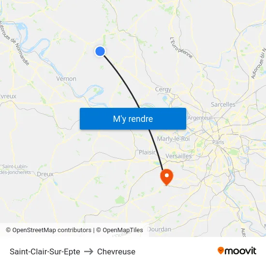 Saint-Clair-Sur-Epte to Chevreuse map