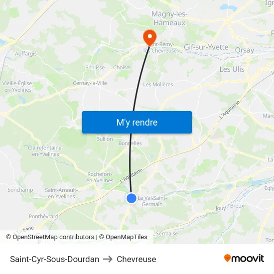 Saint-Cyr-Sous-Dourdan to Chevreuse map