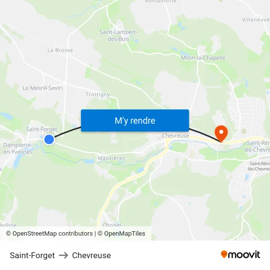 Saint-Forget to Chevreuse map