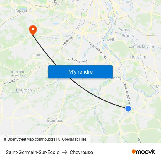 Saint-Germain-Sur-Ecole to Chevreuse map