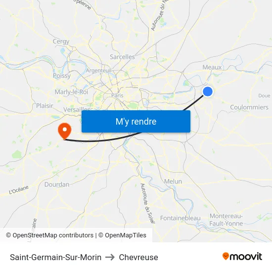 Saint-Germain-Sur-Morin to Chevreuse map