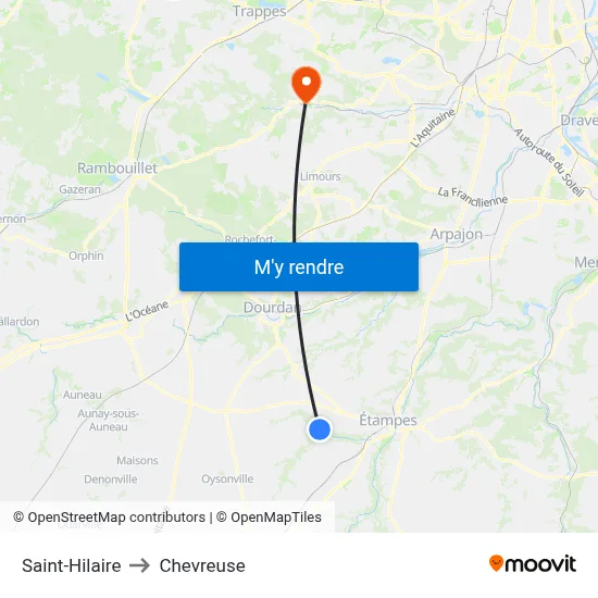 Saint-Hilaire to Chevreuse map