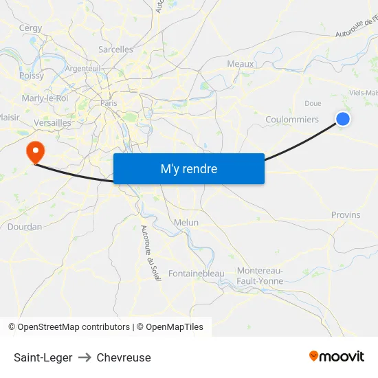 Saint-Leger to Chevreuse map