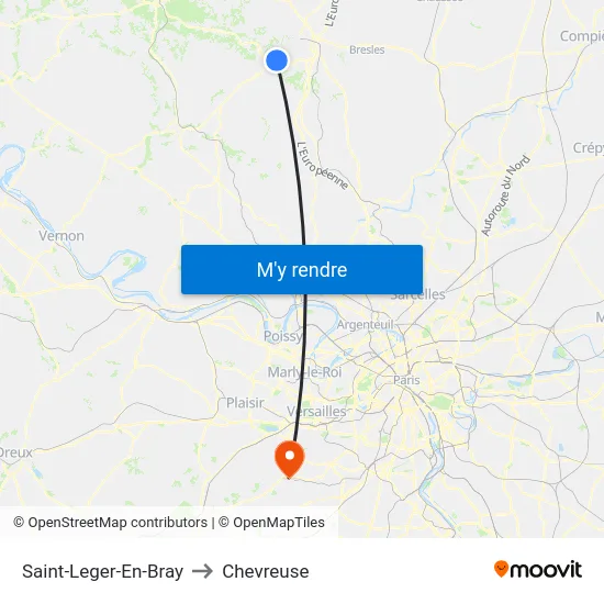 Saint-Leger-En-Bray to Chevreuse map