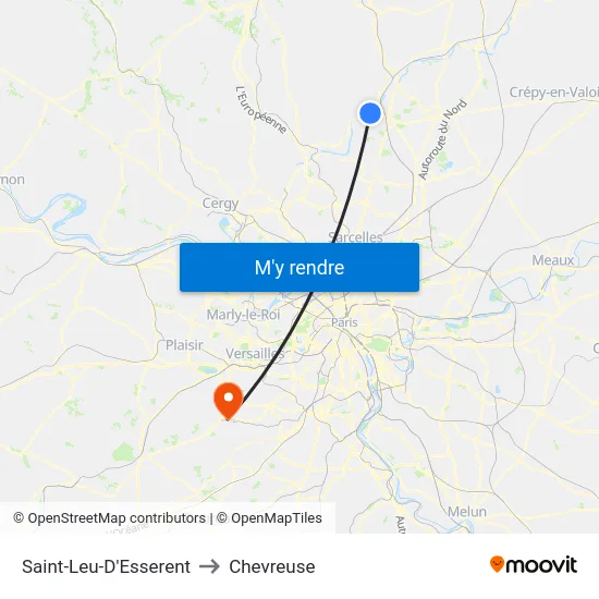 Saint-Leu-D'Esserent to Chevreuse map