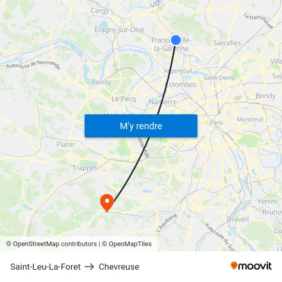 Saint-Leu-La-Foret to Chevreuse map