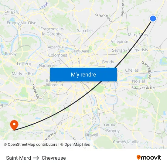 Saint-Mard to Chevreuse map
