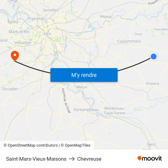 Saint-Mars-Vieux-Maisons to Chevreuse map