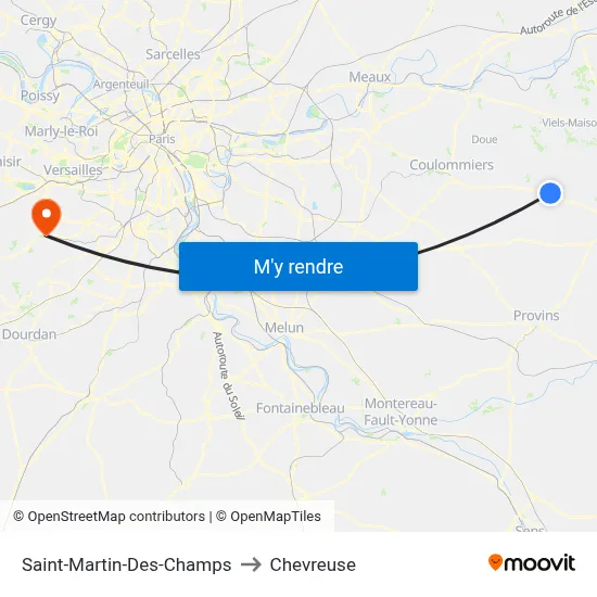Saint-Martin-Des-Champs to Chevreuse map