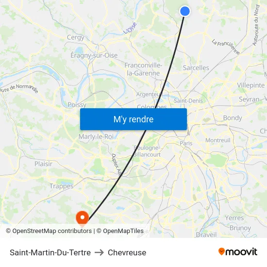 Saint-Martin-Du-Tertre to Chevreuse map