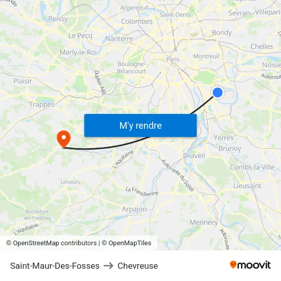 Saint-Maur-Des-Fosses to Chevreuse map