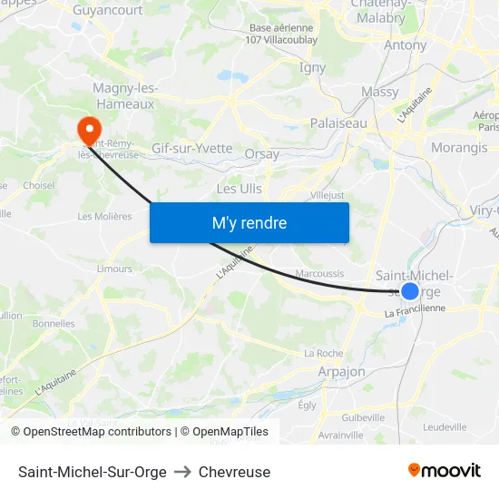 Saint-Michel-Sur-Orge to Chevreuse map