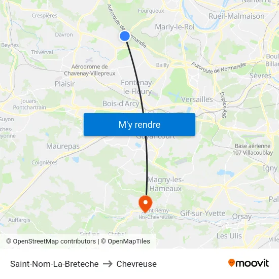 Saint-Nom-La-Breteche to Chevreuse map