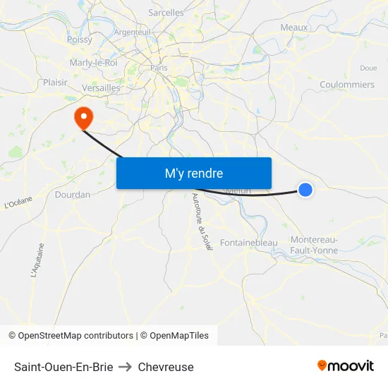 Saint-Ouen-En-Brie to Chevreuse map