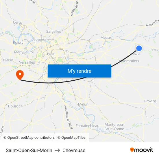 Saint-Ouen-Sur-Morin to Chevreuse map