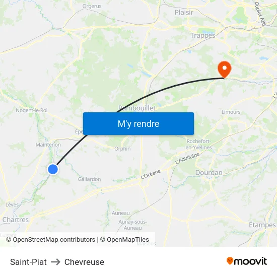 Saint-Piat to Chevreuse map